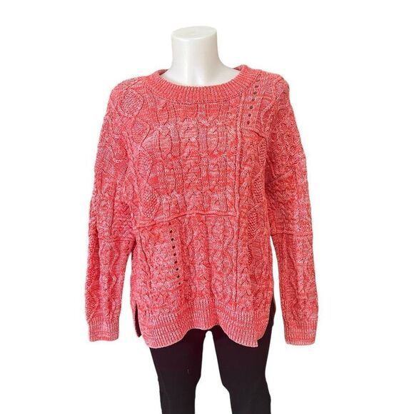 Anthropologie Pilcro Orange Chunky Cable Knit Pullover Sweater‎ sz XS - Picture 1 of 9